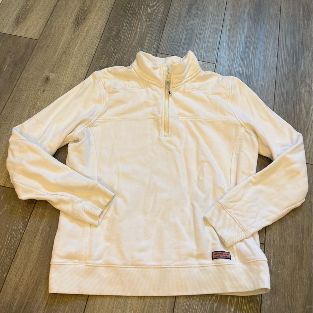 Vineyard Vines 100% Cotton White 1/4 Zip Sweater Medium - Picture 9 of 9